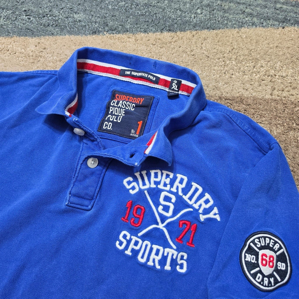 Superdry New Men’s Slim Fit Superstate Cotton Blue 2XL Polo Shirt